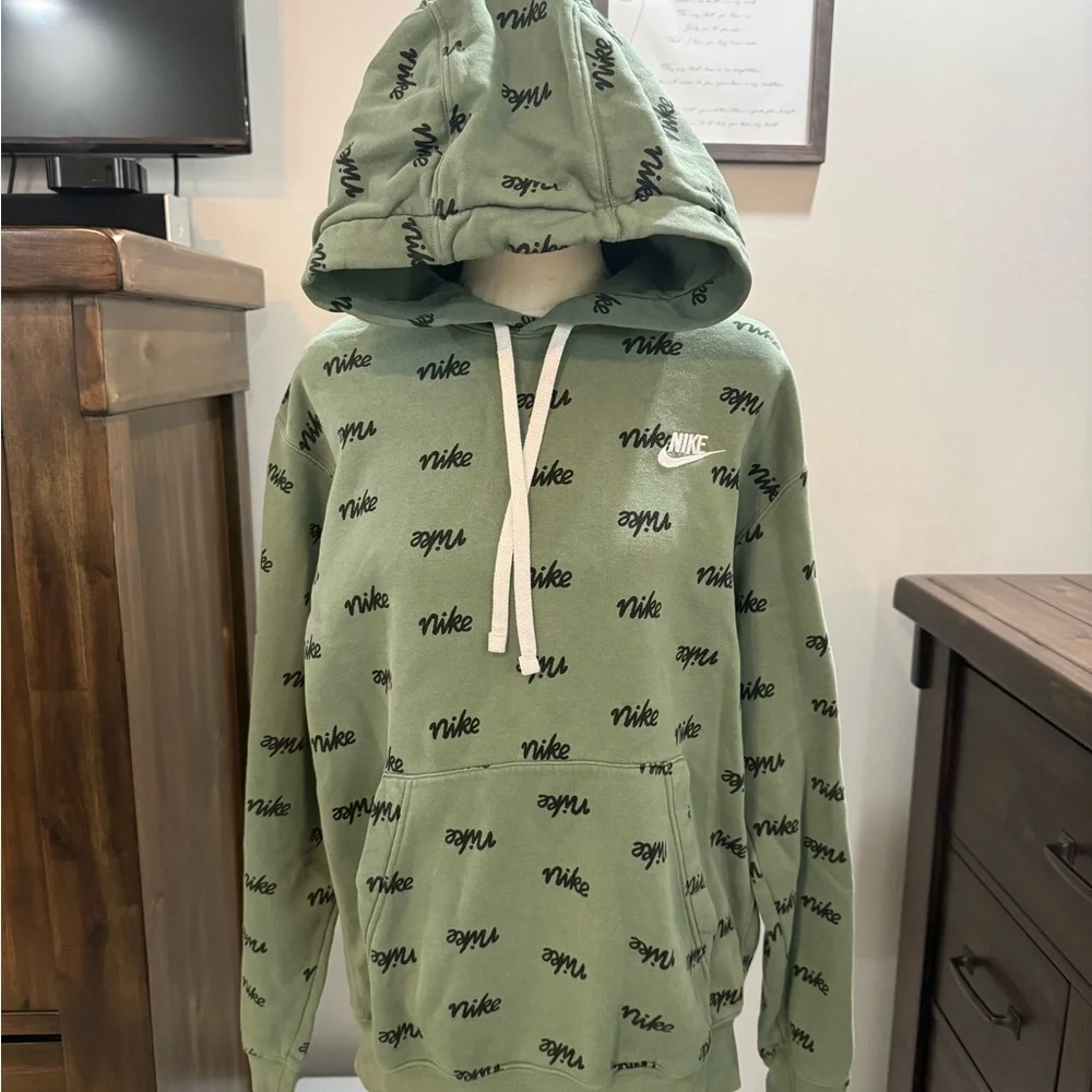 Nike Olive Hoodie with Repeated Logo - Picture 1 of 3